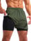Pudolla Herren 2 in 1 Laufshorts 5 Zoll schnell trocknend Gym Athletic Workout Shorts für Männer mit Handytaschen, dunkelgrün, Klein