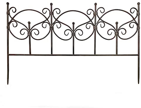 Beetzaun Zaun Zaunelement Gartenzaun Rankhilfe Stütze SANOLA Pflanzen Metall Deko 55cm hoch x 90cm lang Rankgitter dunkelbraun patiniert
