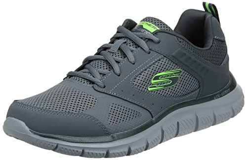 Skechers Men's Track-SYNTAC Sneaker, Charcoal Leather Mesh Trim, 13 UK