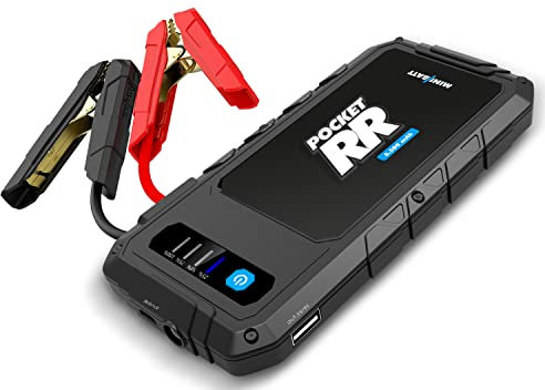MiniBatt TT30 Pocket RR Démarreur de Batterie, Chargeur Powerbank, Lampe Torche LED et Pinces de démarrage pour Moteurs à Essence jusqu'à 2 500 CC