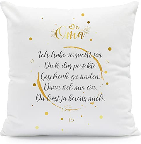 GRAVURZEILE Zierkissen mit Spruch - Ich Habe versucht - bedruckter Bezug mit Reißverschluss - Geschenk für Freunde, Familie & Partner - Größe: mit Füllung - Farbe: Oma (Ich Habe...)