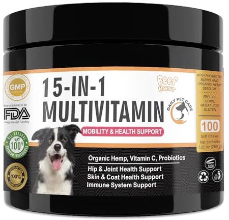 Daily Pet Care Supplements For Dogs | Dog Vitamin Chews for Immune System, Dog Joint, Dog Coat, Dog Digestive Care, Probiotics for Dogs | Dog Multivitamins Treats