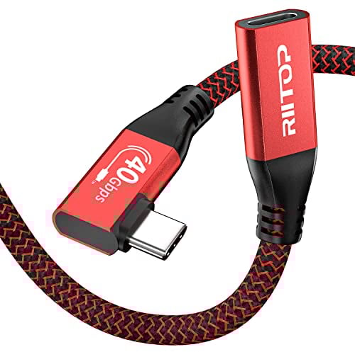 Cable de extensión USB4 de 0,8 m,40 Gbps,100 W, cable USB 4.0 macho a hembra, ángulo de 90 grados, compatible con extensor Thunderbolt 4/3, base Thunderbolt, concentrador, monitor, Mac Studio