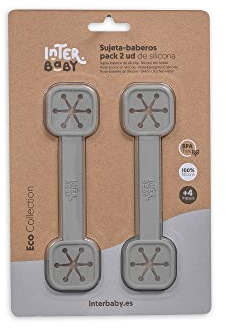 Interbaby - Pack 2 Sujeta Baberos Bebe Silicona | Para Bebes, Útil para Pañuelos, Servilletas | Sujeta Babero Silicona Cómodo, Sencillo, Sin BPA | Gris Petroleo
