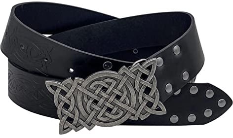 COSFAN Wikinger-Ledergürtel Mittelalterlicher geprägter O-Ring-Gürtel aus PU-Leder Renaissance-Lederring-Gürtel mit Metallschnalle Ritter-Korsett-Gürtel, LARP-Halloween-Kostüm