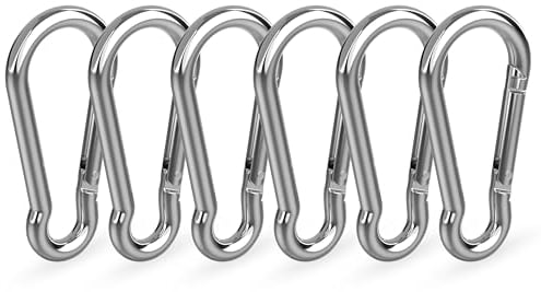 RAVN HAMAN Set di 6 Moschettoni 6 x 60 mm - Moschettoni con chiusura a scatto con capacità di carico fino a 120 kg - Gancio a scatto per portachiavi, amaca, sacco da boxe, ecc. - Acciaio zincato