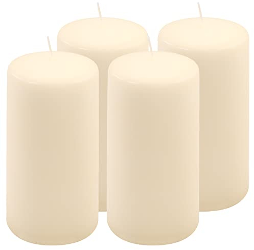 Stumpenkerze creme Höhe 15 cm Ø 7,5 cm lange Brenndauer Rund-Kerze Säulenkerzen Kerzen-Deko Tafelkerzen Weihnachts-Kerzen Hochzeit (4)