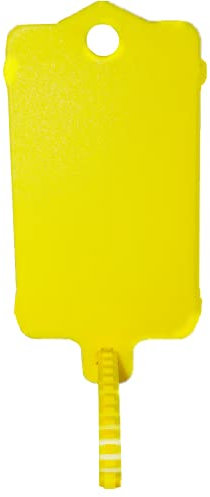 100 Stück wiederverwendbare Blanko-Plastikanhänger, Bänder, Schlüsselanhänger, 3,7 x 6,3 cm, gezacktes Spannsiegelband mit großem Etikett, Kunststoff-Krawattenmarkier-Etikett, wasserdicht, zum