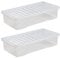 VTL® 43 Litre Underbed Clear Plastic Storage Boxes With Clear Lids Home Office Stackable Strong Quality - Set Of 2