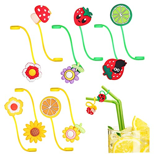 ABOOFAN 10pcs Dust Jacket Tumbler Straw Caps Drinking Straw Plugs Straw Tip Insert Straw Cover Cap Straw Tips Toppers Straw Covers Silicone Tumbler Straw Charms Stainless Steel Hawaii