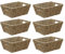 JVL Large Hand Woven Seagrass Rectangular Storage Basket, H:16 x W:38 x D:29cm, Capacity:14L, Set of 6 Natural