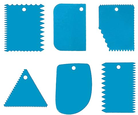 6 Pcs Raspador de Pasteles, Raspadores De Masa De PláStico, Raspador de Pastel para Pasteles, ReposteríA, Pan, Tortitas (Azul)
