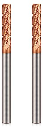 8mm Fräsende Mühle Wolframkarbid Fräser Schaftfräser 4-Flöte, 35mm Schneidlänge Spiralfräser Bit 2-Stücke TiSiN Coat Fräsen, 55 HRC Schneidende Fräse Set Bohrer für Aluminiumlegierung, Stahl, Kupfer