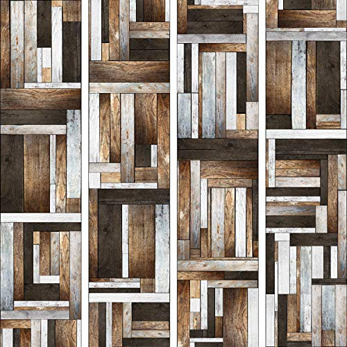 murando PREMIUM PURO Tapete Realistische Tapete ohne Rapport und Versatz 10m Vlies Tapetenrolle Wandtapete modern design Fototapete Holz Braun weiß Bretter f-A-0044-j-a