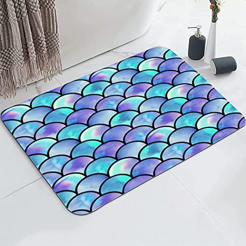YISUMEI Badezimmerteppich 42x60 cm Badematte Gummisohle Rutschfester Waschbar Absorbierender Badvorleger Schnelltrocknend(Meerjungfrau)