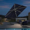 PURPLE LEAF Sombrilla Terraza Exterior 3 x 3 m con Base para Sombrilla, Sombrilla Jardin Grande con Luz LED, Inclinación a Derecha e Izquierda, Rotación de 360° y 5 Ajustes de Inclinación, Azul marino