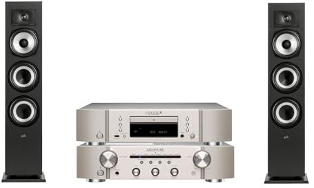 Marantz PM6007 Amplifier, Integrated Amplifier, Analog Coaxial And Optical Inputs + POLK AUDIO Polk Monitor MXT60 Compact Tower Speaker + Marantz CD6007 CD Player, Fine Tuned CD Player