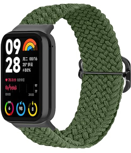 Niboow Cinturino Intrecciato per Xiaomi Smart Band 9 Pro/Xiaomi Smart Band 8 Pro, Regolabile Sportiva Ricambio Elastica Cinturini per Xiaomi Redmi Watch 5 / Xiaomi Redmi Watch 4 - Verde