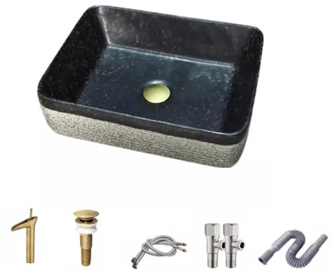 Lavabos sobre encimera , Fregadero de drenaje for exteriores, for balcón, for el hogar, sobre encimera, lavabo, lavabo individual, lavabo de cerámica, lavabo rectangular, lavabo de estilo rústico(B)