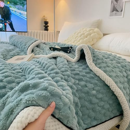 Flauschige Flanell-Fleecedecke für Schlafzimmer, Couch, Reisen, gemütlicher Korallen-Fleece-Überwurf für Kinder, weiches Schlafzimmer-Zubehör, 150 x 200 cm, Blau