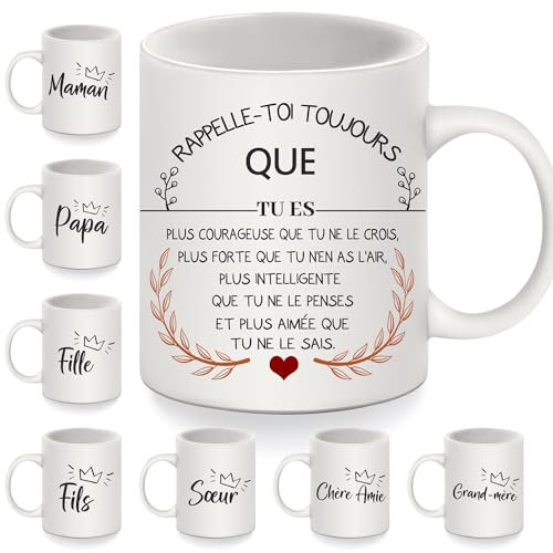 Tu es plus courageuse que tu ne le crois Mug pour Femmes Filles Cadeau d'inspiration pour Famille Amies Maman Fille Sœur Amie Grand-mère Petite-fille Anniversaire Cadeau de Noël Tasse à café(elle)