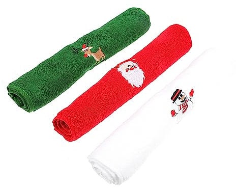 Garneck 3 Stück Weihnachtshandtuch Weihnachts Küchenhandtuch Dekorative Küchentücher Weihnachtstischtuch Weihnachtsdekoration Weihnachts Gästetuch Cartoon Handtuch Dekoratives