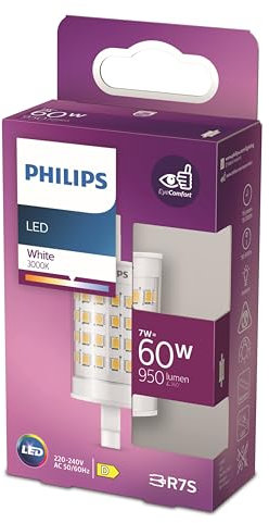 Philips Standard LED Stablampe mit 60W mit einer Länge von 78mm, 2 Pin Sockel, warmweißes Licht (3000K), neue Generation
