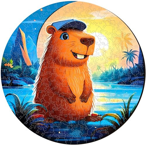 ESC WELT Holzpuzzle Capybara 200 Teile - Anspruchsvolles Denkspiel für Kinder & Erwachsene - Umweltfreundliches & Unterhaltsames Lernspielzeug - Herausforderndes Spiel - Denkspiel aus Holz