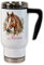 Unikatolo Thermobecher personalisiert mit Name und Pferdekopf, Isolierbecher individuell bedruckt, Coffee to go Becher, Stall-Tasse Edelstahl Thermo-Tasse weiß, Geschenk Pferdemädchen Frauen (Pferd)