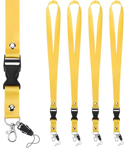 Segus Schlüsselbänder zum Umhängen, 5 Stück Abnehmbare Neck Lanyard, Schlüsselanhänger Lang, Schlüsselanhänger mit Band, Lanyard für Schule, Krankenhaus, Büro (Gelb)