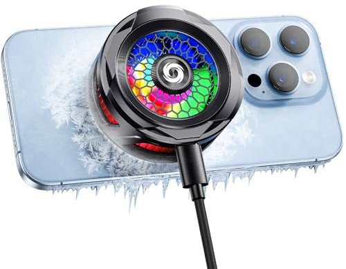 Comvin 3 in 1 Magnetic Cell Phone Cooler for Gaming, Mobile Phone Cooling Fan with Clip, Portable RGB Radiator for iPhone MagSafe Series/Android/iPad, Cellphone Gaming,TK Live Streaming, Outdoor Vlog