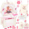 deAO Puppenset mit Puppenwagen Bett & Zelt – 5-in-1 Babypuppe Rollenspielset 36cm Babypuppe mit Zubehör Spielset für Kinder ab 3 Jahre Rollenspiel Mädchen Geschenk