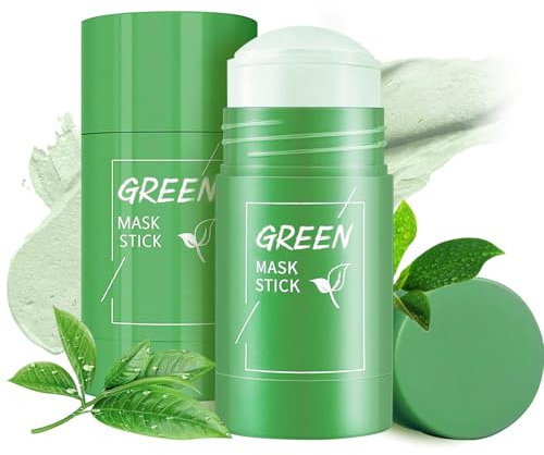 2 Stück Green Tea Mask Stick - Grüne Tee Maske für Tiefenreinigung, Porenverfeinerung und Feuchtigkeitsbalance, Entfernt Mitesser, Für Alle Hauttypen