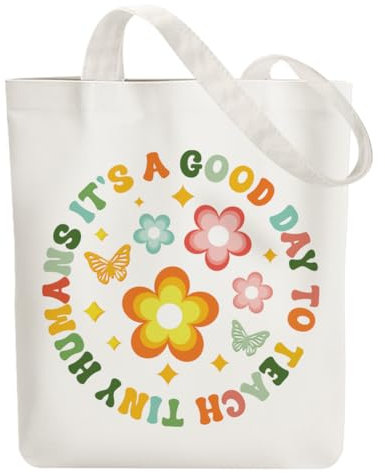 ANATTASOUL Bolsa de Tela Impresa Letra Bohemia, Tote Bag Tela Mujer,Shopper Algodón 38 * 40cm, Beige Bolsa de Transporte para Mujer, Saco Tote Bag de Lona Regalo