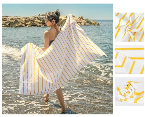 nice homeit – Juego de 2 Toallas de Playa de algodón 100 x 180 cm – Toalla de Playa de Doble Cara – Absorbente, Secado rápido, Ligera, antiarena, Fabricada en Italia