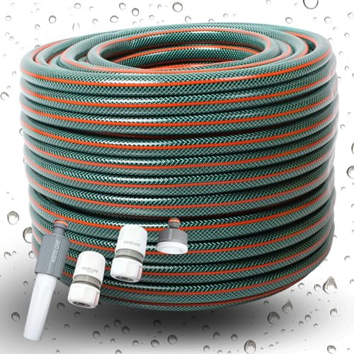 Schlauch Gartenschlauch 1/2 Zoll 1m 20m 30m 50m gelb grün + Adapterset Varianten (Grün, 20m + Adapter Set)