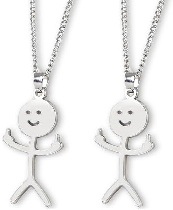 SSHUIKKAI 2 Stücke Lustige Sachen, Freundschaft Ketten, Mittelfinger Kette, Halskette Jungs, für Jungs, Lustige Graffiti-Halskette, Anhänger Finger Halskette für Herren Damen, Geschenk (Silber)