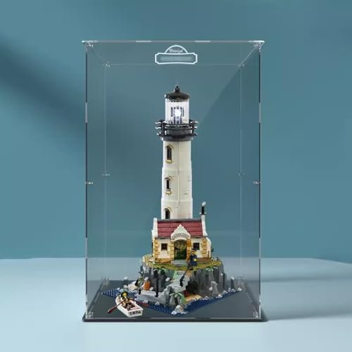 LYVQZPWLRMinifigure Display Case， Acrylic Countertop Display Box Show Case. It's Suitable for Lego Motorised Lighthouse 21335 Model's Displaying,collecting,dust-proof,storage(Transparent)