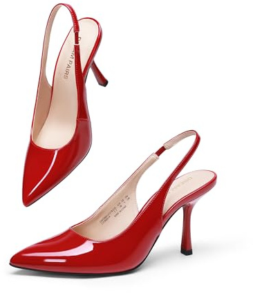 DREAM PAIRS Scarpe da donna con tacco a spillo e tacco a spillo, punta chiusa, abito da sposa, elegante, per matrimoni, feste sexy, Rosso, 36 EU