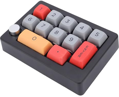 Fockety Mechanischer Nummernblock, 12-Tasten-USB-verkabelter, Hot-Swap-fähiger Nummernblock mit RGB-Hintergrundbeleuchtung, Makro-Tastatur für Laptop, Desktop, Computer, PC (Black)