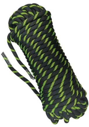 YIUBCZOQI 20m Statisches Kletterseil 10mm für Bergsteigen & Rettung, UIAA | Hochfestes Nylon,Abriebfest,UV-beständig,Fluoreszenzschwarz,Für Klettern,Rettungseinsätze und Outdoor-Aktivitäten