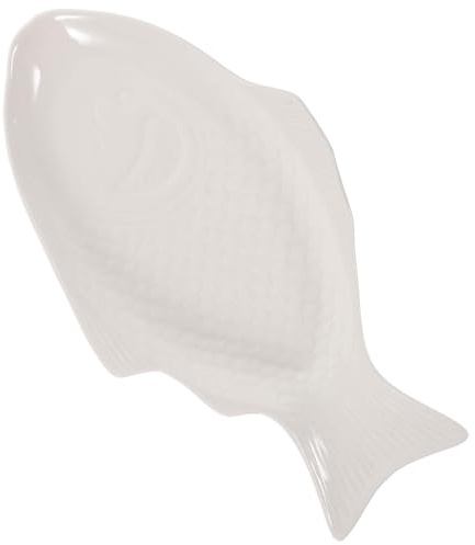 PATKAW Plat en Porcelaine Blanc 28 Cm de Poisson, Assiette Traiteur Multifonctionnelle, Petit Plat à Sushi Créatif pour Réception et Repas la Maison