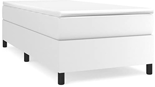 Yisssmeng Boxspringbettgestell Weiß 100x200 cm Kunstleder Rahmen Modernes Design Polsterbett mit Stabilität für Jugendzimmer Gästezimmer und Singles