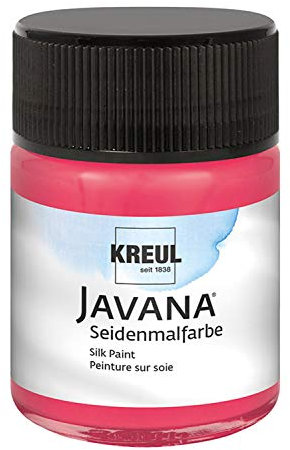 KREUL 8103 - Javana Seidenmalfarbe im 50 ml Glas, rot, hochpigmentierte und brillante Farbe auf Wasserbasis, mit fließend flüssigem Charakter, dringt tief in die Fasern ein