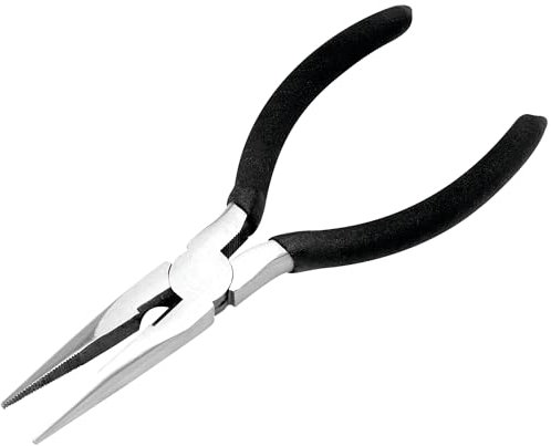 PERFORMANCE TOOL 1105 5-Inch Long Nose Pliers - Heat Treated Alloy Steel, Cushion Grip Handles, Hardened Wire Cutter