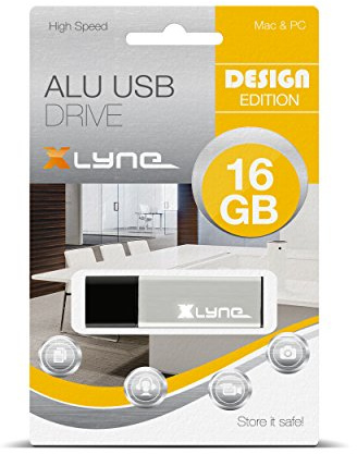 XLYNE 16GB USB-Stick 2.0 ALU High Speed, Design Flash Laufwerk, Aluminium