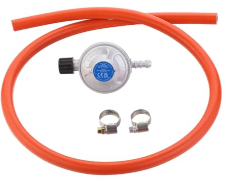 Cadac Régulateur de Pression CG 30mBar - Caoutchouc - Métal - Comprend 2 Colliers de Serrage - Gris - Bleu - Orange - Barbecue