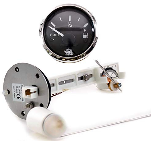 12V Tankanzeige Tankuhr schwarz 240-33 Ohm mit Edelstahl Tankgeber