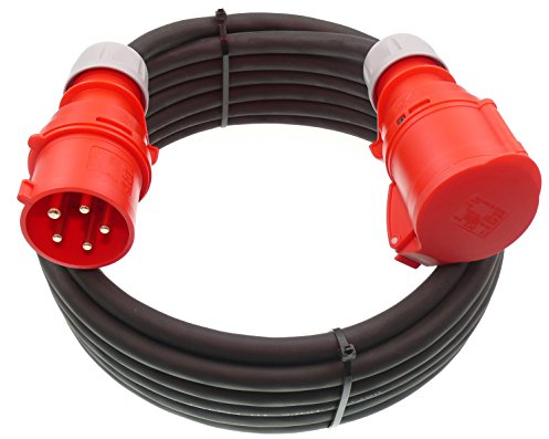 Starkstromkabel 32A 50m H07RN-F 5x4 Starkstrom Verlängerungskabel CEE Verlängerung 32 Ampere Kabel 5x4mm2 Baustelle Werkstatt Industrie Geeignet Outdoor IP44 Spritzwassergeschütz