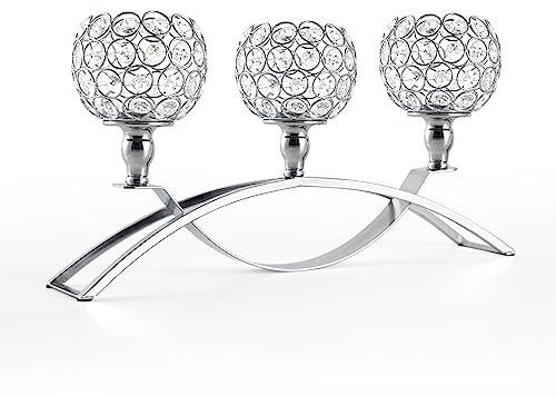 VINCIGANT Kerzenständer Silber Kristall kerzenhalter Retro 3 Teiliger Röhrenkerzenhalter Moderner Kerzenhalter für Weihnachten Halloween Hochzeit Abendessen Dekoration, Geschenk-Box-Paket, Größe